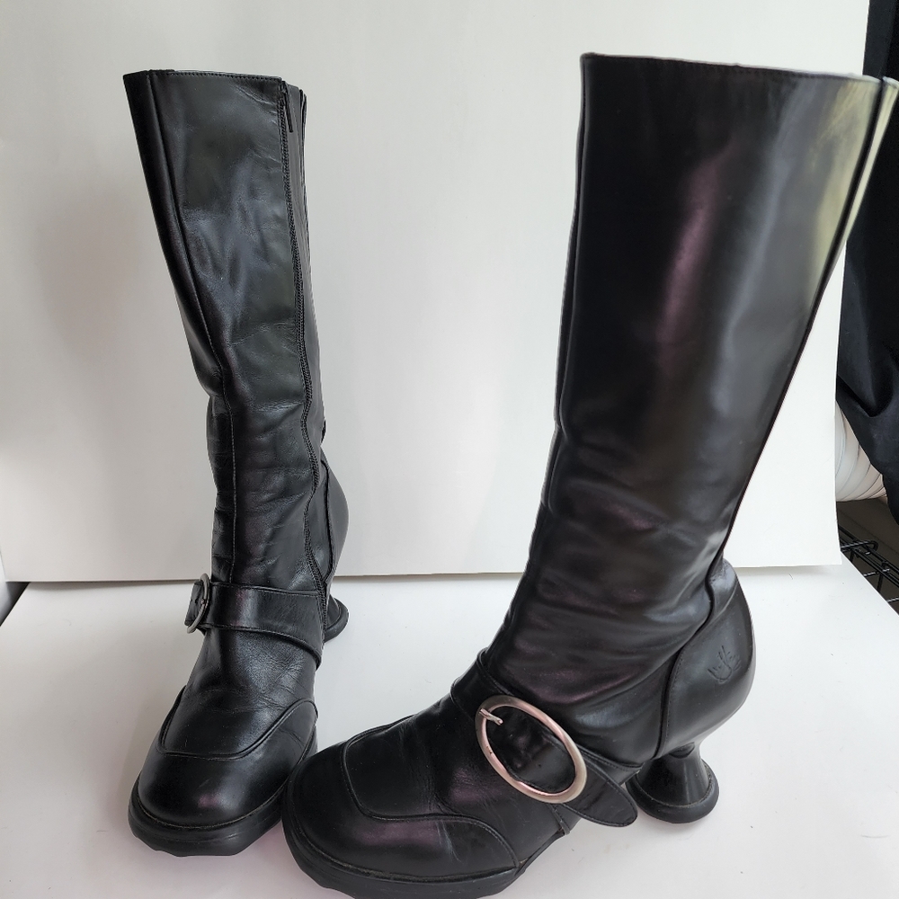 John Fluevog black knee boots